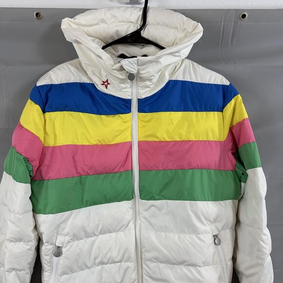 Perfect Moment Jacket Women Large Queenie Quilted Puffer Ski Rainbow Stripe Chic - Picture 4 of 16